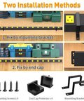 Heavy Duty 12 Outlet Industrial Power Strip With Wide Spaced Outlets And A 15 Foot Cord, 2100 Joules Surge Protection, 15A Circuit Breaker, Double Pole Protection, Metal Housing For Workshop Garage And Office Gear mounting bracket and end cap install
