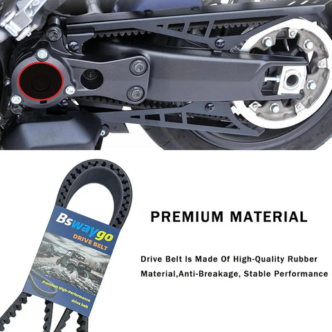 Heavy Duty Aramid Rear Drive Belt With 136 Teeth And 1.5 Inch Width For Harley Tour Models Like Electra Glide Flht Fxr 1985 To 1996, showing installation on motorcycle.