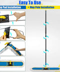 Heavy Duty Industrial 39 Inch Dust Mop For Wet Dry Floor Cleaning With 2 Cotton Mop Pads installation steps