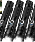 4 Pack Rechargeable LED Flashlights With 990,000 Lumens Ultra Bright Go To Light, waterproof build, USB cables