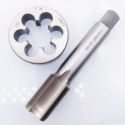 Right Hand 1 Inch 20 UNEF Tap And Die Set In HSS with 119mm tap and 55mm die for metalworking