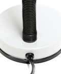 Base of Basic Metal Desk Lamp With Flexible Hose Neck In White Finish, featuring on/off switch and black cable connection for office use.
