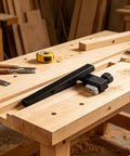 Beefy T Slot Stop Block 80 By 10 Mm With 25 Mm Slider Hand Tightening Fence Stops for woodworking setup on a wooden table