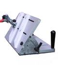 Vertical Router Sled Pro Grade Joinery Jig For Mortises Tenons Grooves And Dados, side angle view showcasing metal and plastic components