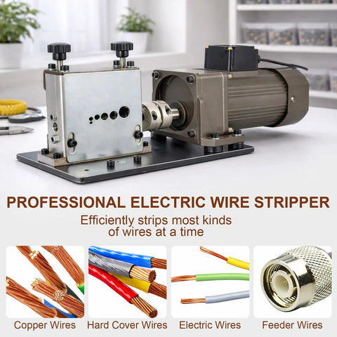 Beefy 60W Electric Wire Stripping Machine For 3mm To 17mm Wires with depth gauge and channels for copper core separation.