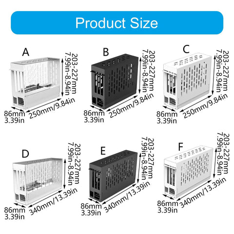 Product size chart of External GPU Docking Station For Laptop Gaming And Handheld Consoles With PCIe Graphic Accelerator Aluminum Cooling Enclosure.