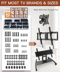 Universal TV Mounting Hardware Screw Kit With Box Including M4 M5 M6 M8 Screws Spacers And Washers For Most TV And Monitor VESA Mounts Up To 80 Inches Replacement Screws For Wall Mount shown with components and TV mount setup.