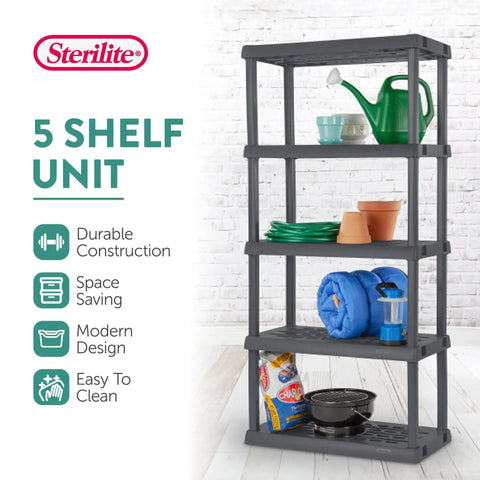 Heavy Duty Plastic Storage Rack 5 Tier Shelf Unit 2 Pack Durable Utility Shelving Boss Tier Organization For Garage Kitchen Pantry Laundry Room Stack High With No Sweat Setup And Maximum Daily Storage Capacity