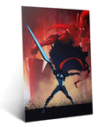 Heavy Duty Rust Resistant Steel Wall Print Featuring Badass Fantasy Warrior, 12.6x17.7 inches, ideal for gaming den.