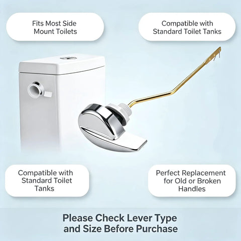 Smooth Side Mount Flush Handle Replacement Kit Crafted From Heavy Duty Zinc Alloy Copper Lever For Standard Toilets Upgrading Your Bathroom With Rust Resistant Trip Lvr Parts That Look Fresh And Perform Tough Without Getting Sticky Or Stuck Over Time. Side-mount toilet tank lever, zinc alloy and copper, for standard toilets
