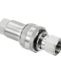 Top Shelf Heavy Duty Carbon Steel Hydraulic Quick Connect Coupler with M18 Female Thread, durable design for job sites.
