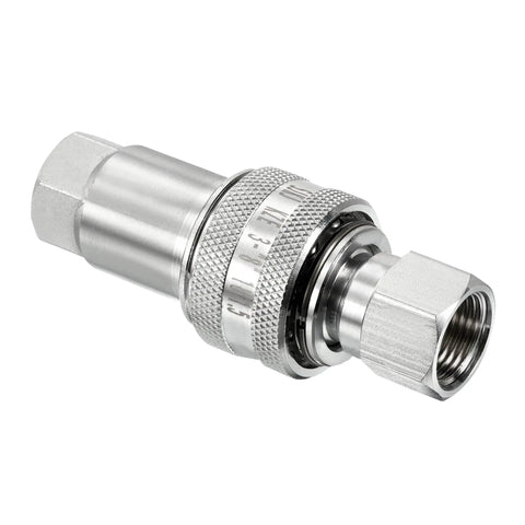 Top Shelf Heavy Duty Carbon Steel Hydraulic Quick Connect Coupler with M18 Female Thread, durable design for job sites.