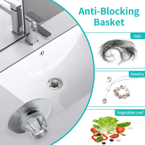 Universal Brass Sink Stopper Pop Up Drain Plug For 1.04 To 1.97 Inch Drains With Hair Catcher And Drain Strainer Easy Install