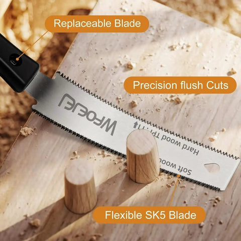 Japanese Hand Saw 6 Inch Double Edge Pull Saw With SK5 Blade 11 Or 17 TPI Soft Grip Handle For Hardwood And Softwood Woodworking