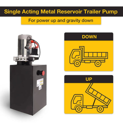 Built Tough Pro Grade Hydraulic Power Unit 15 Quart With 12V DC Motor And 3200 PSI Single Acting Dump Trailer Pump for lifting