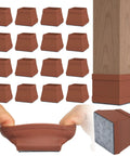 16 Pack Square Silicone Chair Leg Floor Protectors With Felt Bottom, 1.5 Inch Black Size, shown on chair legs and felt detail