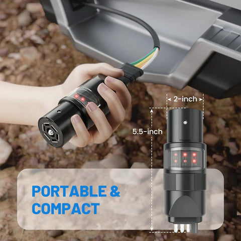 360 Degree Rotatable 7-Pin And 4-Pin Trailer Wiring Tester With 6 LED Indicators Swivel 7-Way To 4-Way Plug Adapter, 5.5-inch compact black plastic