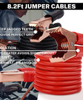 8.2ft jumper cables with deep jagged teeth copper clamps, red PVC coating. Must Have Car Emergency Kit With Battery Jumper Cables A Go To Roadside Safety Kit For Cars Trucks And SUVs Ideal For Daily Drives And Weekend Adventures Black Gift For Men And Women.
