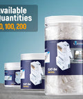 EZ Cat 5e Pass Through RJ45 Connectors 200 Pack For Solid Or Stranded UTP Cable in plastic containers, front view