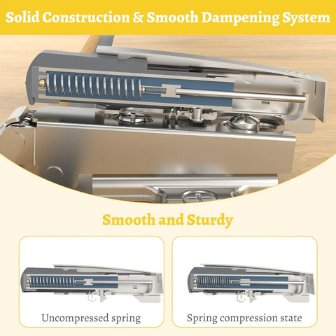 10 Pack Soft Close Motion Damper Mechanisms For Full Overlay Hinges Smooth Slow Straight Arm Clip Top Retrofitting Easy Install Attachment Concealed Cabinet Door Replacement Hardware Upgrade, cutaway