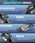 Cordless Handheld Vacuum With 15000Pa Suction And Cyclonic Technology showcasing ergonomic design and features