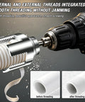 All in One Pipe Threader Kit for One Half, Three Quarters, and One Inch Pipes Internal and External Threading Tool demo with drill