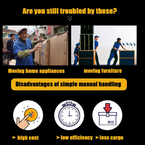 Image showing challenges in moving home appliances and furniture, emphasizing disadvantages of manual handling.
