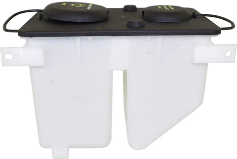 Fresh Coolant Reservoir Tank For Ford F Series 1987 To 1997 With Cap showing dual compartment design and attached cap.