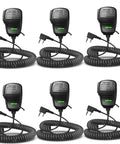 Six Waterproof IP67 Shoulder Microphone With 2 Pin Connector for Two Way Radios shown in coiled cable arrangement