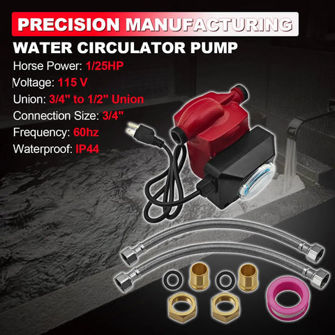 Tough As Nails Cast Iron Hot Water Circulator Pump Fits Grundfos Up1510S7PTLC 59896288P1 115 Volt with hoses and fittings.