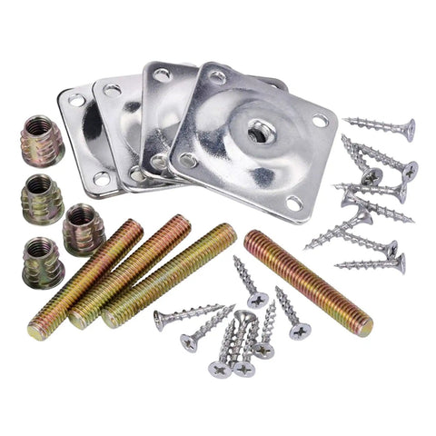 Top Shelf Sofa Leg Brackets 6 Pack Heavy Duty Iron Mounting Plates For Couch Height Risers No Sweat Quick Swap Sturdy furniture hardware with fasteners.