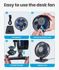 USB Desk Fan Personal Portable Cooler Tiny Yet Mighty With 3 Speeds Quiet Under 50dB Tabletop Fan setup instruction