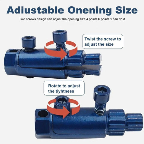 Blue Beefy Heavy Duty Pipe Extractor And Screw Extractor Set For Pipe Wrench And Faucet Removal with adjustable size options.