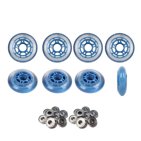 Roller Hockey Wheels 80mm 78A Soft Inline Skate Wheels Blue 8 Pack With ABEC 5 Bearings And 5 Spoke Hub For Indoor Rinks