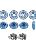 80mm 78A Indoor Roller Hockey Wheels for Inline Skates Blue 8 Pack With ABEC 9 Bearings Soft Urethane on Five Spoke Hub
