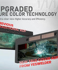 Auto Darkening 2x4 Welding Lens Shade 8-13 With True Color Blue Tech Filter Replacement shown with clear arc view display