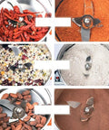 Beast Mode Heavy Duty 2000g Electric Grain Grinder Mill pulverizing cereals, herbs, and spices into fine powder in kitchen use.