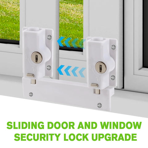 Keyed Sliding Door Lock For Glass Doors With Childproof Design, Dual Security Defense, Includes 6 Screws And Key, Fits Four Point Seven Six Inch Base, White, Ideal For Patio And Home Security, Easy Installation For Added Safety