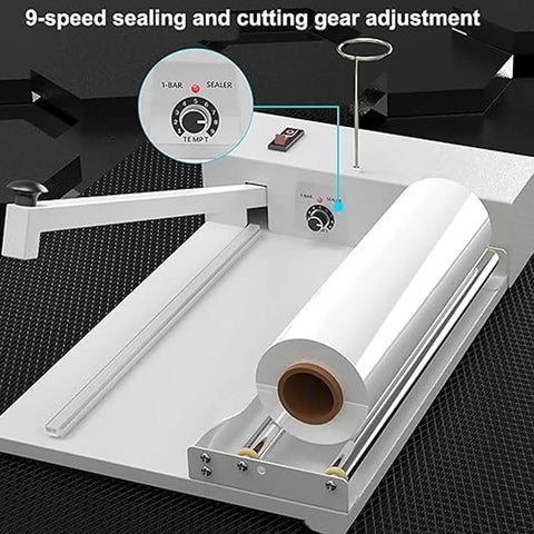LKJUIO 450W Shrink Wrapping Machine With Roller Bracket compact aluminum alloy with adjustable 9-speed sealing control.