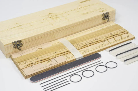 3D Wood Puzzle Kit Of Etrich Taube WW1 Vintage Airplane DIY Laser Cut Balsa Build For Adults Dope Hands On Model Craft Realistic Scale Replica Perfect Gift For Men Birthday Festival showing wooden parts in box