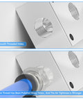 Close-up of aluminum 1/4 Inch Push To Connect Pneumatic Fittings Manifold Block, polished threads for PU tubing.