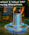Outdoor Mosquito Zapper With LED Light And 4000mAh Battery, Rechargeable Insect Killer Lamp for patio and yard, grey.