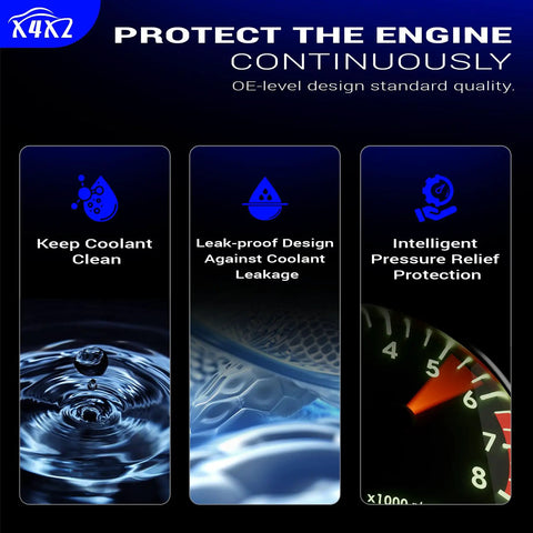 Front Engine Coolant Reservoir And Radiator Expansion Tank With Surge Cap Replaces 603382 For Ford Vehicles features leak-proof design and pressure relief.