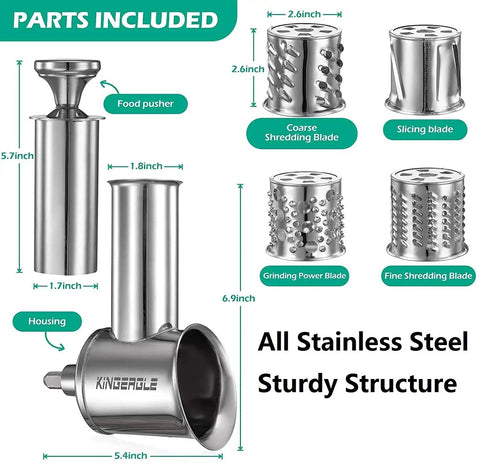 Parts of Stainless Steel Slicer Shredder Attachment for KitchenAid Mixers Cheese Grater and Food Slicer Accessory
