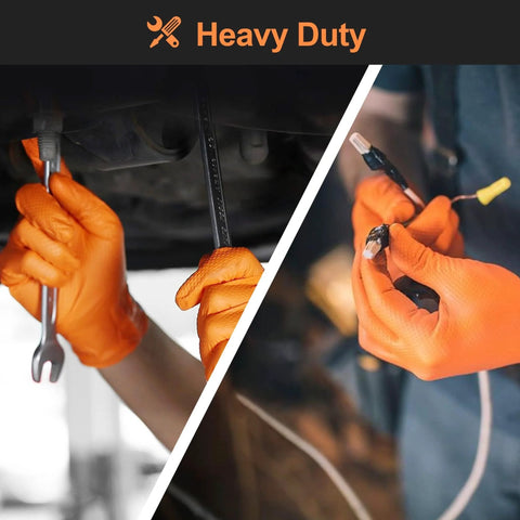 TitanFlex orange nitrile gloves, heavy-duty 8-mil, latex-free, powder-free with raised diamond grip, XL 100-ct
