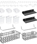 Pegboard Organizer Kit With Bins, Transparent Cups, Wire Baskets, Paper Towel Holder And Hooks, 42 Piece Pegboard Accessories Set