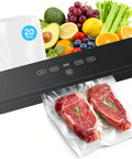 Powerful 75kPa Vacuum Sealer For Food Storage, Compact 4 In 1 Machine vacuum-sealing steaks with fruits and vegetables