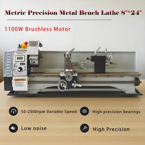 Jaryannix 8x24 Metal Bench Lathe With Brushless Motor And Digital Display, 1100W, designed for woodworking and metalworking.