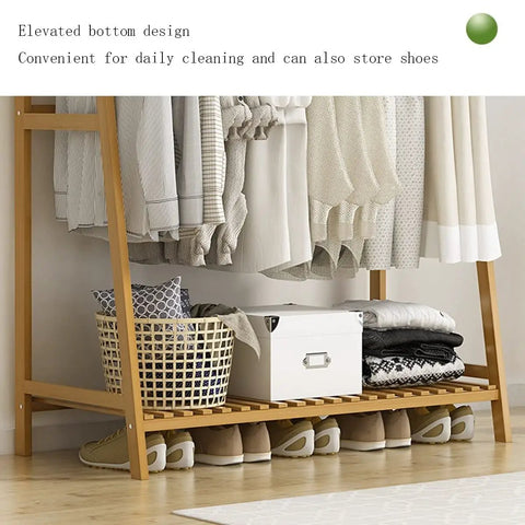 Workhorse Heavy Duty Clothes Rack With Double Shelf Built Tough Hanging Organizer For Winter Coats And Casual Wear showing elevated bottom with storage.