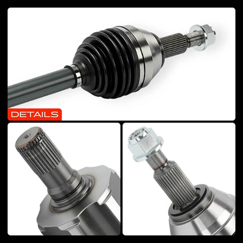 Front Left CV Axle Shaft Assembly for Chrysler Pacifica 2017 2021 2022 and Voyager 2021 2022 Replacement, showing spline end and nut detail.